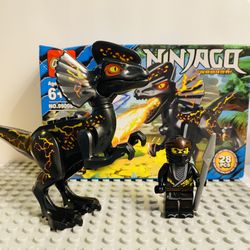 Ninjago Ninja and Dinosaur Set Black Fire | New Custom LEGO Compatible Toys