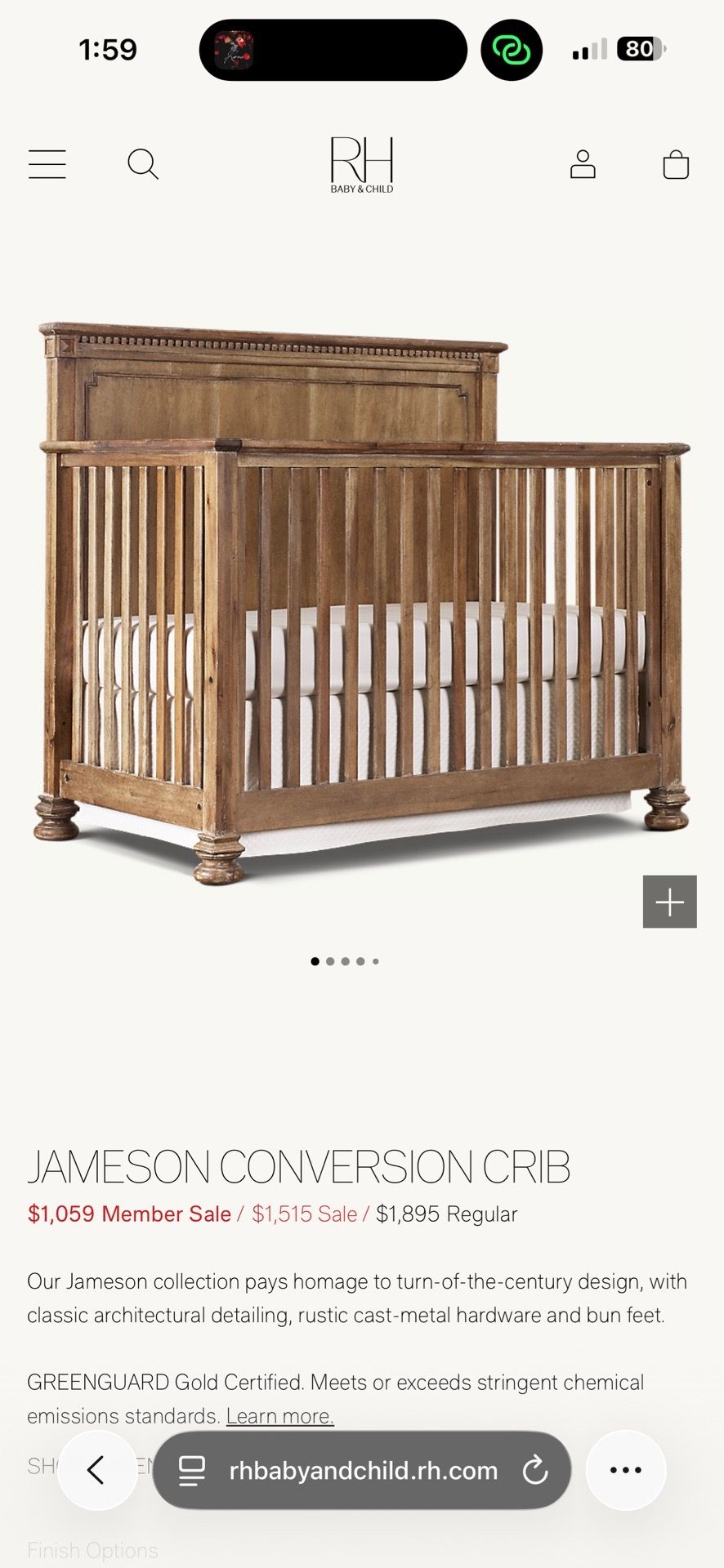 Crib couchette transformable Jameson