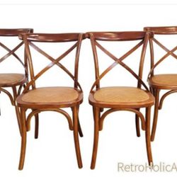 Set of 4 Bentwood X dining room chairs thonet mid Century modern