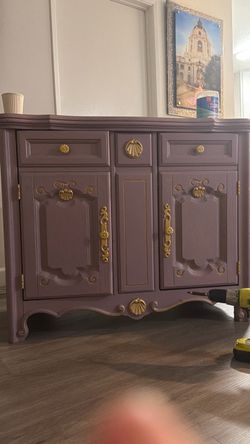 French Provincial Buffet Cabinet Painted Purple