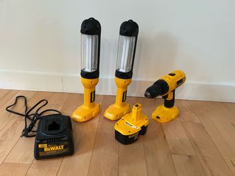 Dewalt 18 volt Drill and Lights