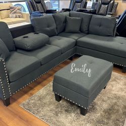 3-Pc Sectional Sofa Ottoman With Storage 