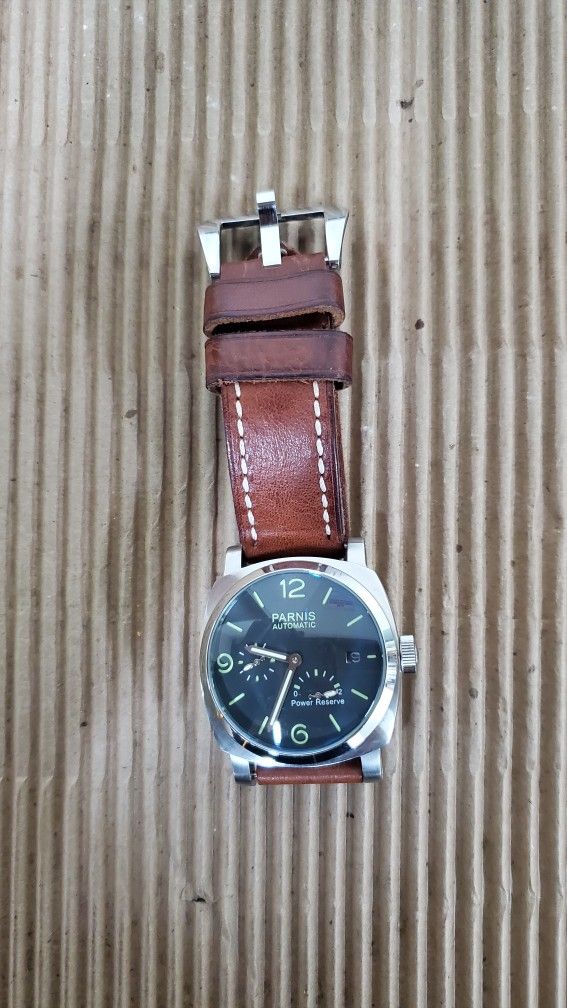 Parnis PO 09 44mm Automatic Branch leather Men's https://offerup.com/redirect/?o=V2F0Y2guR2xhc3M= Sapphire.
Pre-owned in very good conditions.