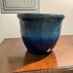 Blue Flower Pot Color Block Design 