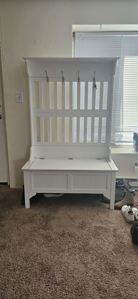 Coat Rack With Storage Bench