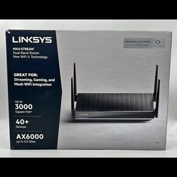 Linsys AX-6000 Dual-Band Mesh Wi-Fi 6Router- Black