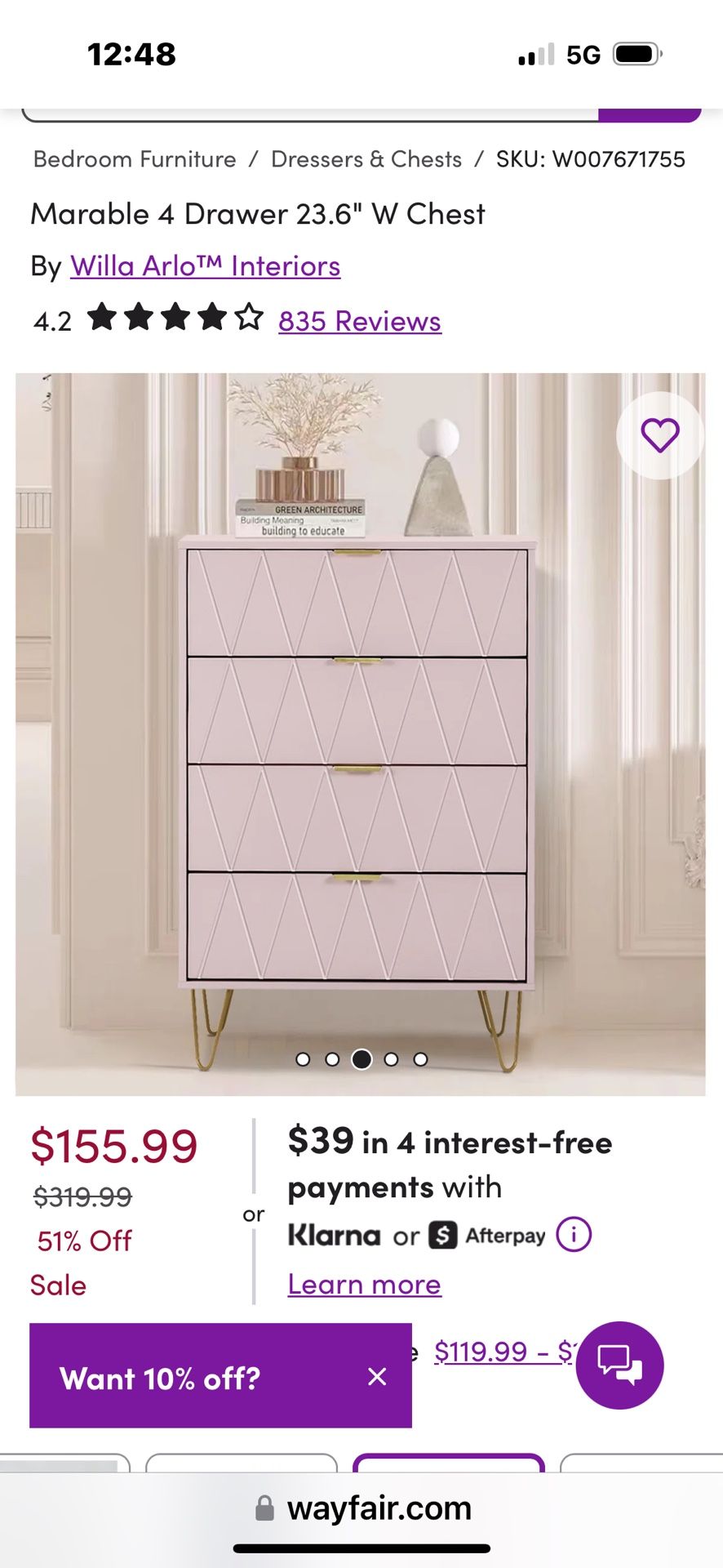 small pink dresser