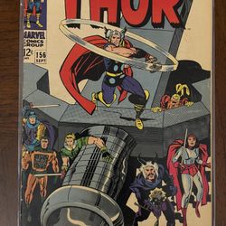 THE MIGHTY THOR #156 Marvel Comics Stan Lee, Jack Kirby, 1968 -Silver Age FN