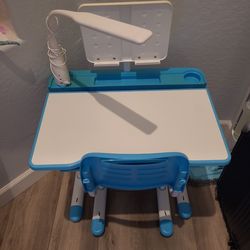 Kids Desk and Chair Set, Ergonomic Height Adjustable Children School Study Desk