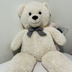 4 Foot Teddy Bear White Cream