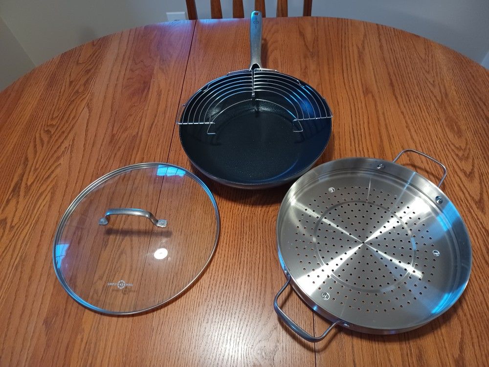 Simply Ming- Non-stick Pan With Stainless Steel Steamer Insert And Rack With Lid