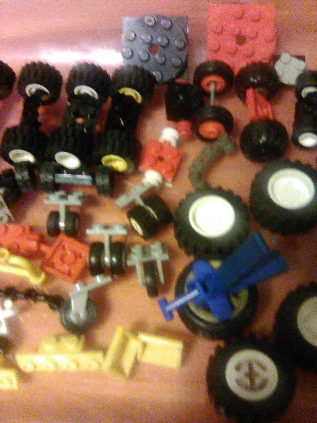 Lego wheels, landing gear, & car parts