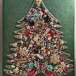 Vintage Costume Jewelry Christmas Tree Art