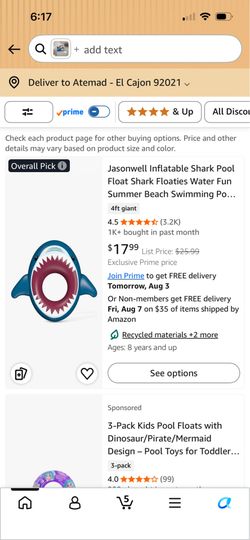 Jasonwell Inflatable Shark Pool Float Shark Floaties Water Fun Summer Beach Swimming Pool Tube Inflatables Ride on Pool Party Raft Lounge Toys for Kid
