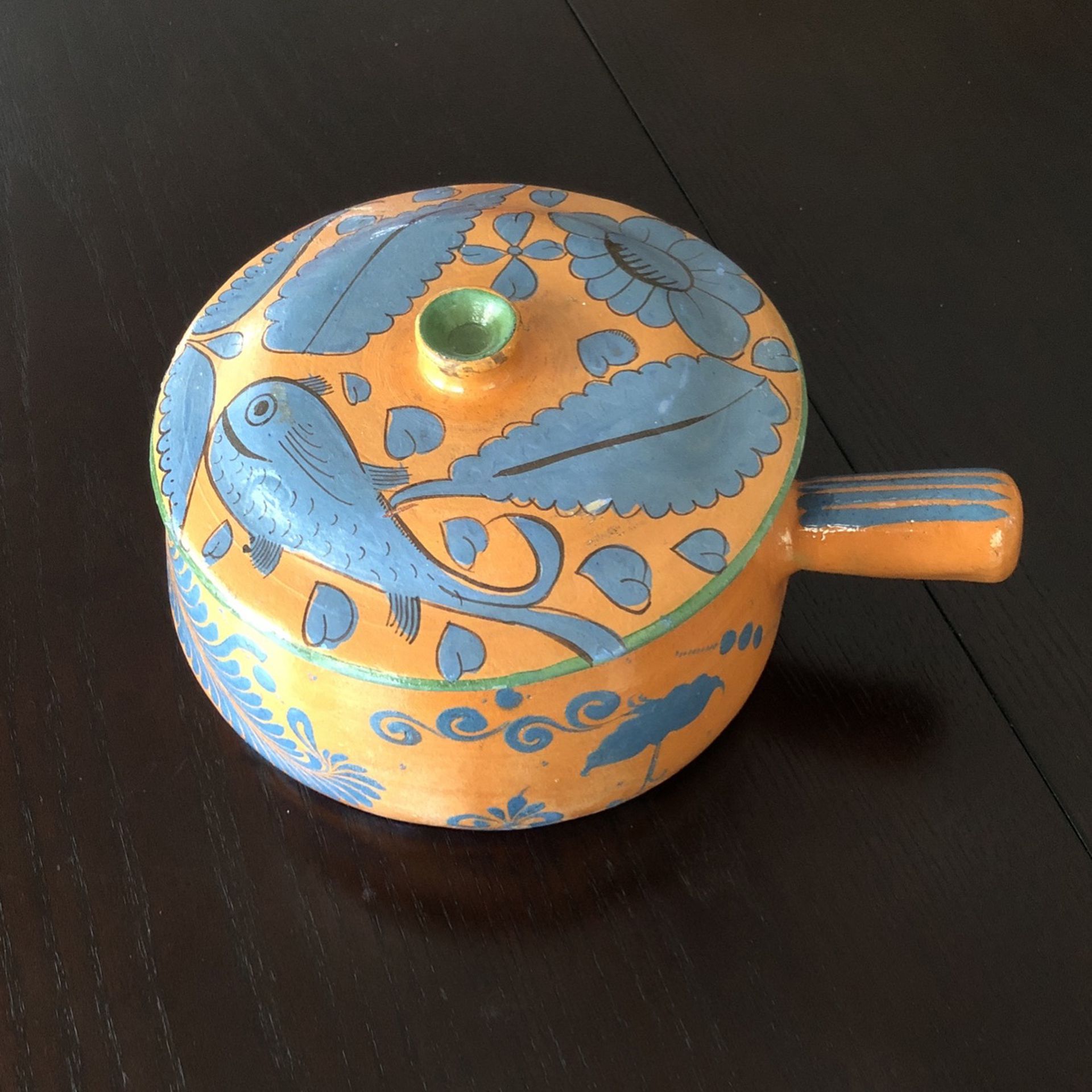 Vintage Mexican Redware Hand Painted