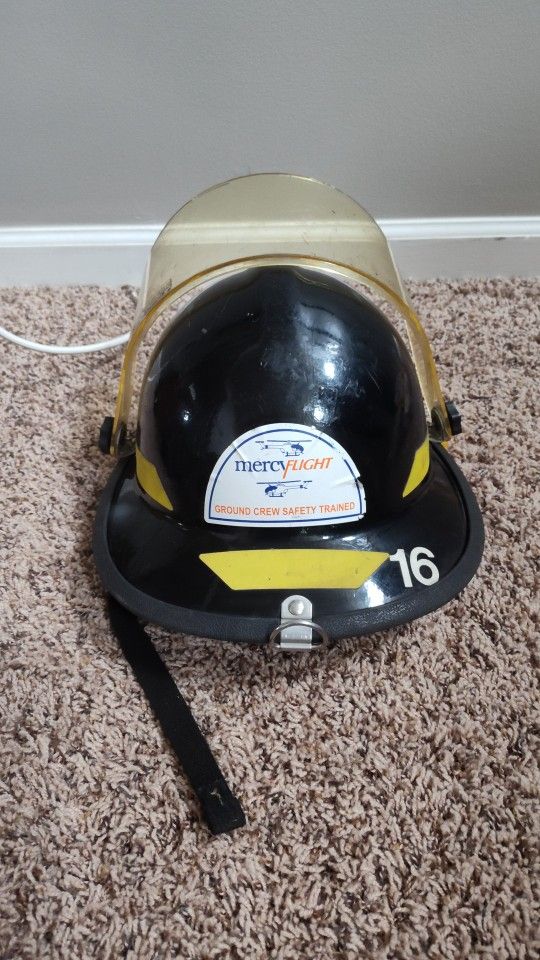 fire helmet black used fireman firefighter safety turnout bunker Bullard