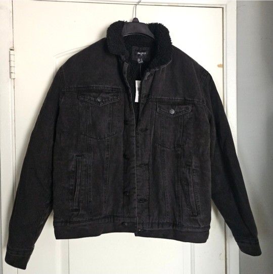 Men's Denim Jacket Black Chamrra Sherpa Xl