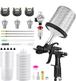 R500 LVLP Air Spray Gun with 10PCS 650ML Disposable Paint Cups 1.3/1.5/1.7mm Nozzles, A610 Paint Guns Automotive, Paint Gun Sprayer for Car Painting, 
