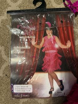 Girls Pink Flapper Halloween Costume Size Medium 8-10