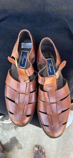 Bragano men's brown leather fisherman sandals. Size 10