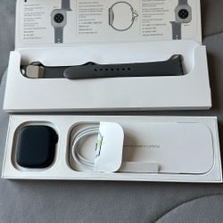 Apple Watch Series 10 GPS+ Cellular, 46mm Jet Black Aluminum Case with Stone Gray sport band-M/L