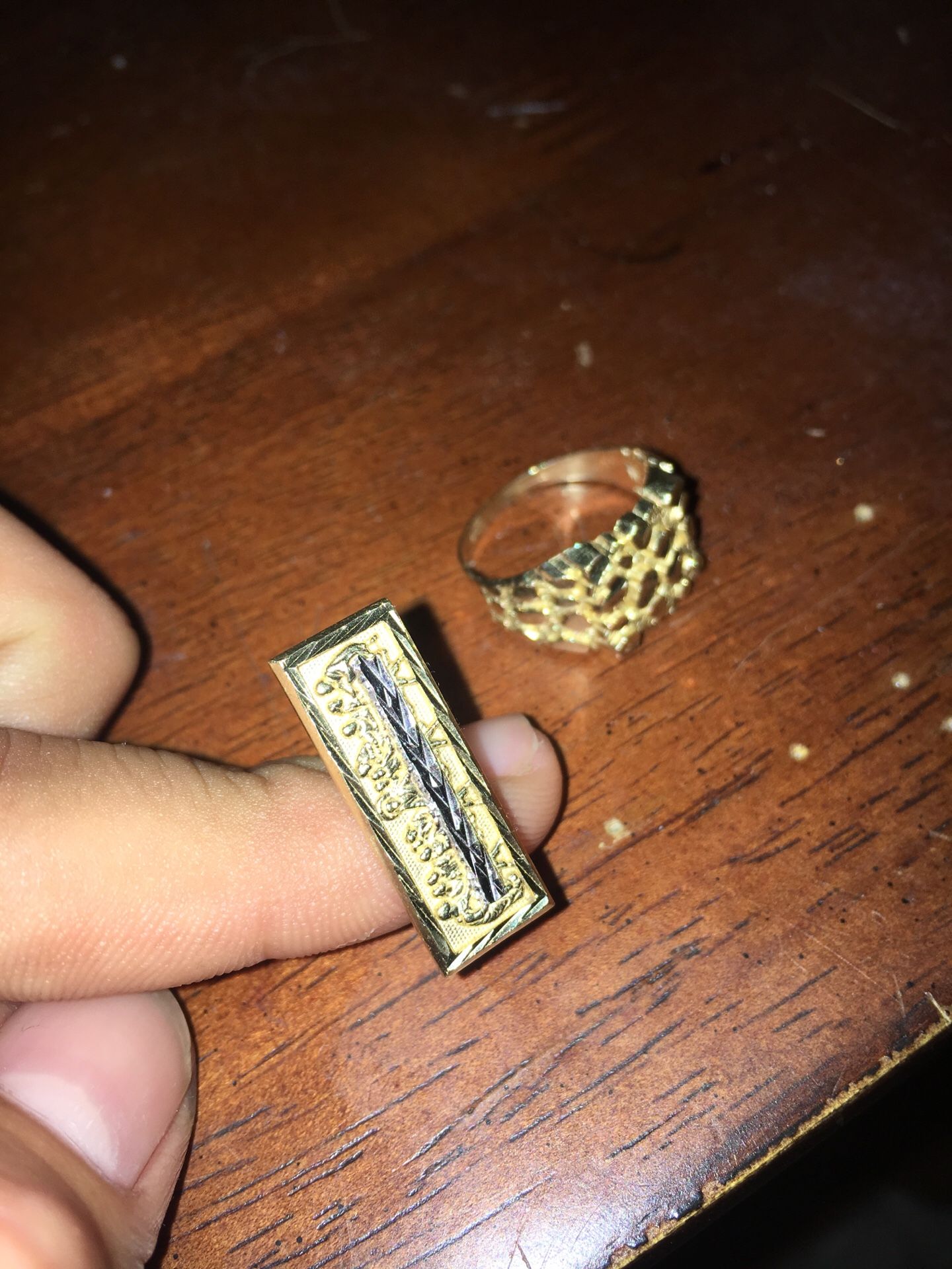10k Gold Hollow Rings Last Supper & Gold Nugget
