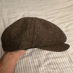 BRIXTON HAT TWEED BROWN LARGE GOLF DRIVERS CAP HARRINGBONE