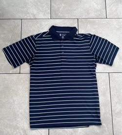 St Andrews of Scotland Golf Polo Shirt Mens Size L Navy Striped Performance