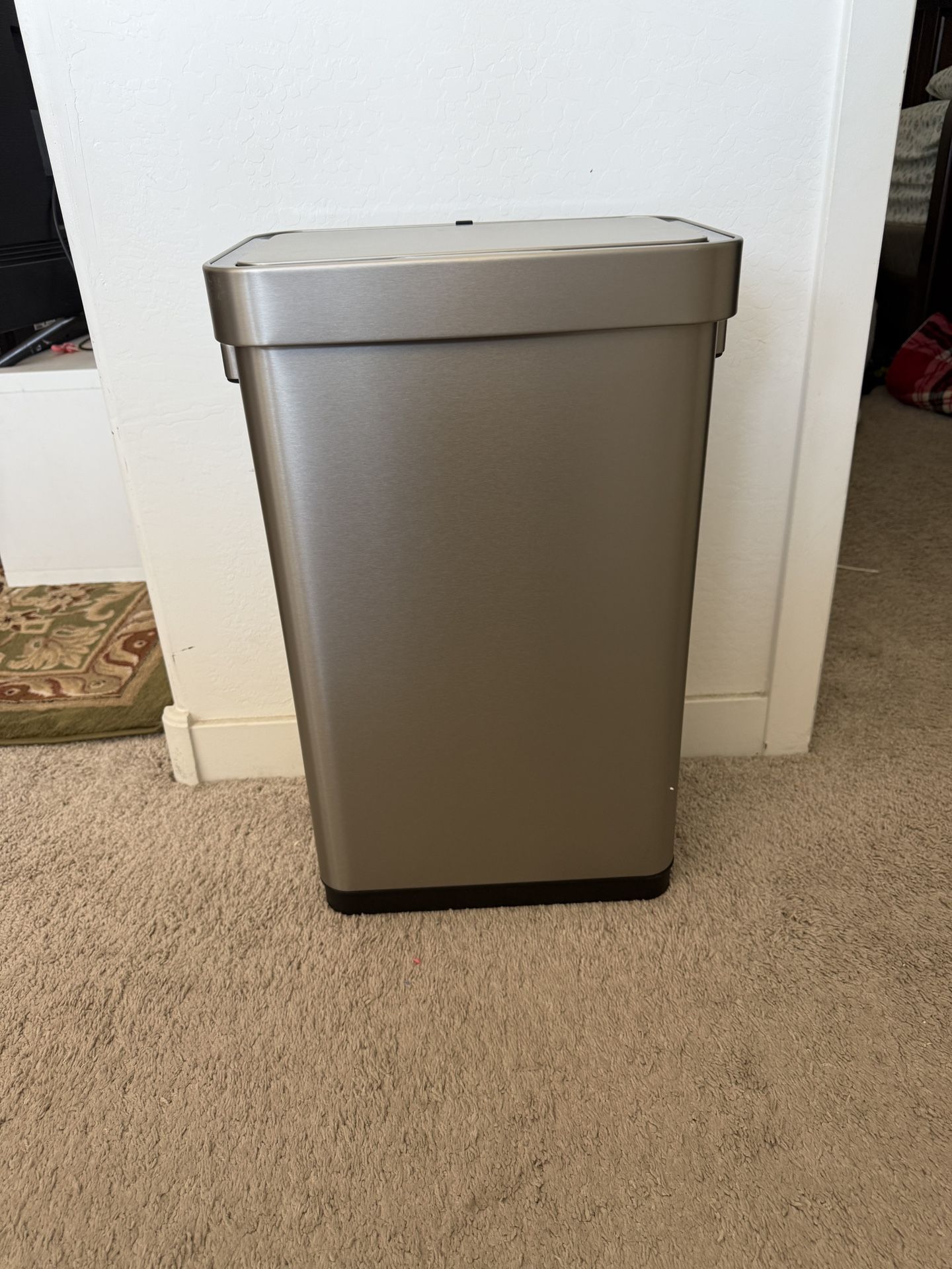 EKO Deluxe Mirage-T 50 Liter / 13.2 Gallon Touchless Rectangular Motion Sensor Trash Can, Matte Stainless Steel Finish