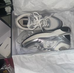 Chanel Silver Sneakers 6.5 Women 