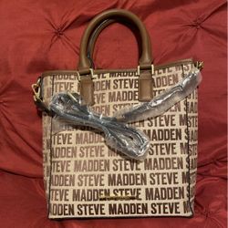 NEW Steve Madden Logo Brown Purse With Strap