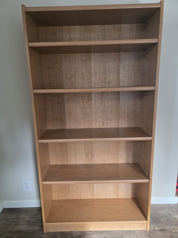 5 Shelf Bookcase 71" Tall X 37" W X 12" D, Good Condition