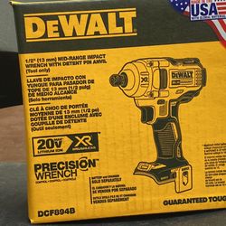 20-Volt MAX XR Cordless Brushless 1/2 in. Mid-Range Impact Wrench with Detent Pin Anvil (Tool-Only)