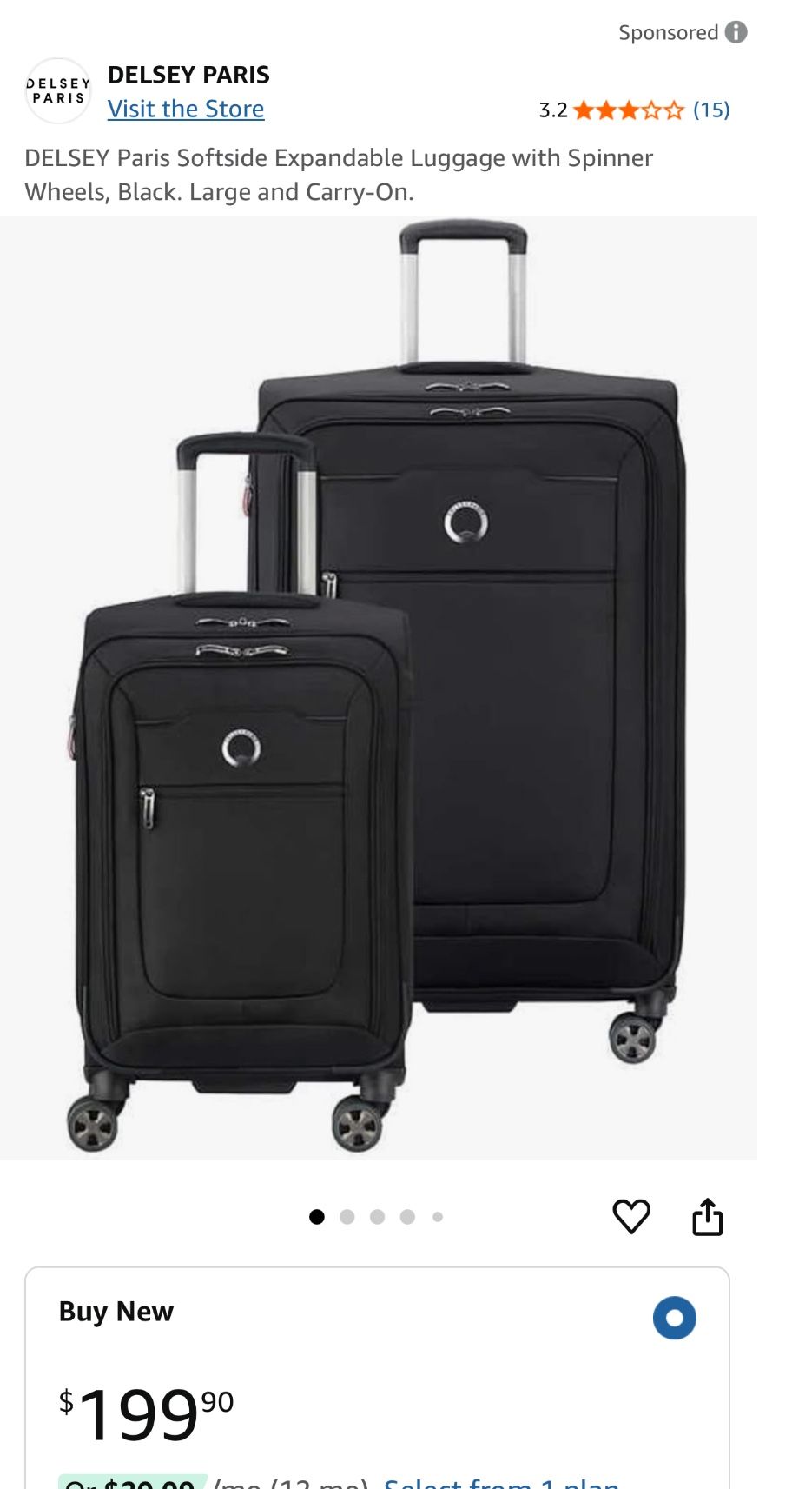 DELSEY PARIS Cruise 3.0 Softside Expandable Luggage, BLACK, 2 Piece Se
