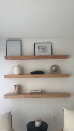 Set of 3 modern wood floating shelves - 60" x 8" x 3"-Aged Oak