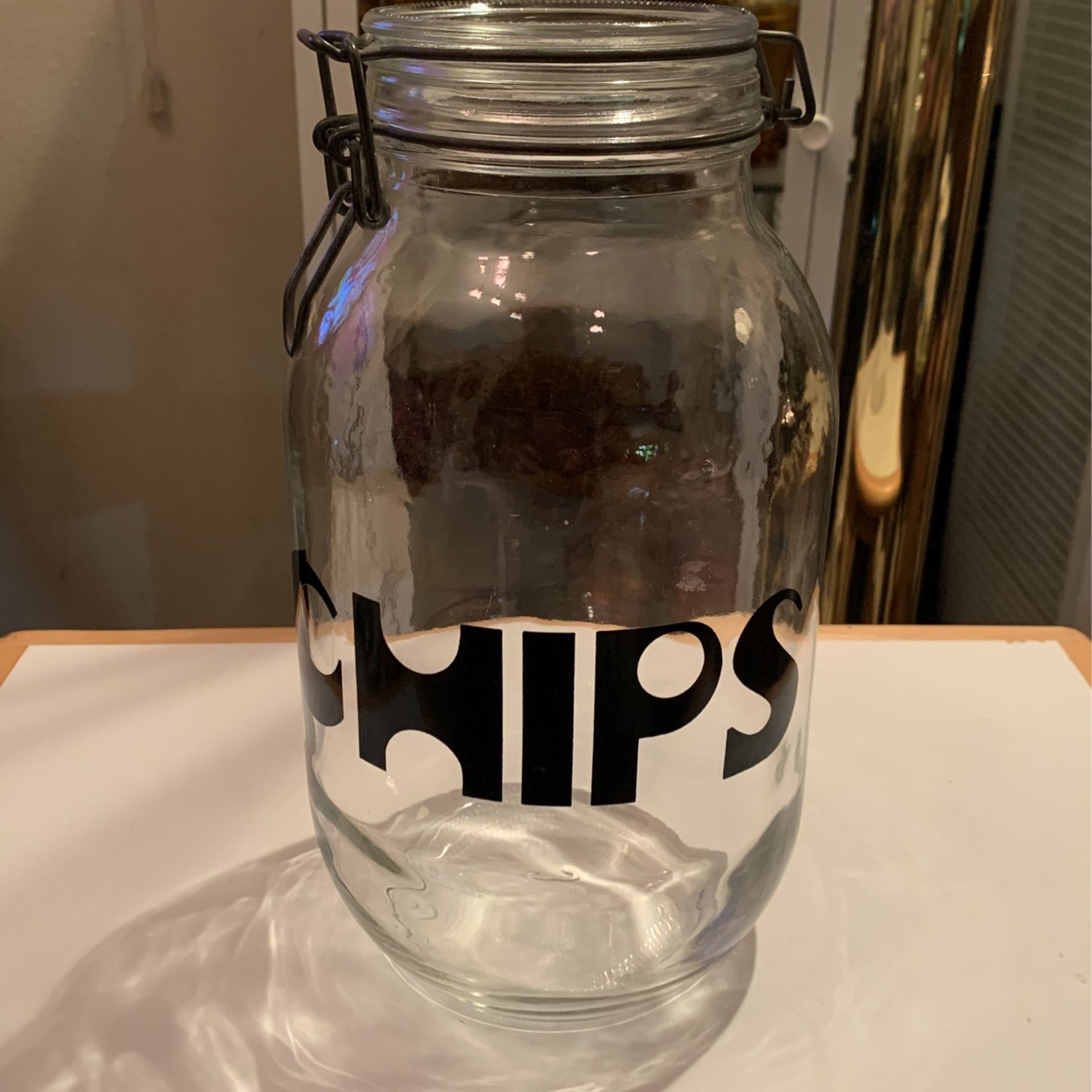 Vintage Chips Canister, Black Lettering, Chips Jar, 3L jar, Chips ,Vintage Typography Chips,retro kitchen,1970's
