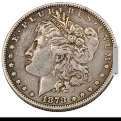 1878 P $1 GENUINE UNITED STATES MORGAN SILVER DOLLAR COIN, EXTREMELY FINE