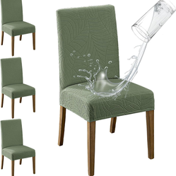 Green Dining Chair Covers, Pack of 4, Waterproof