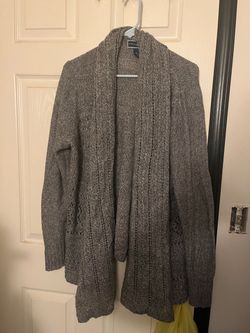 Karen Scott Gray Open-Front Knit Cardigan