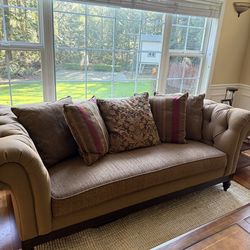 Vintage Ethan Allen Chesterfield Bench-Seat Sofa