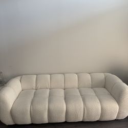 White/Cream Boucle Loveseat 84 Inches Long-