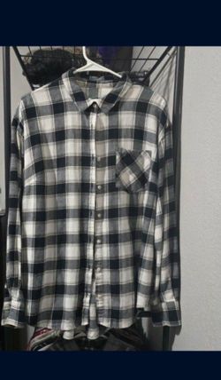 Black and White Plaid Flannel Shirt