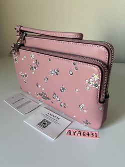 Coach large double zip wristlet