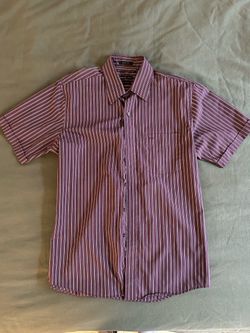 Van Heusen Purple Striped Short Sleeve Button up Shirt