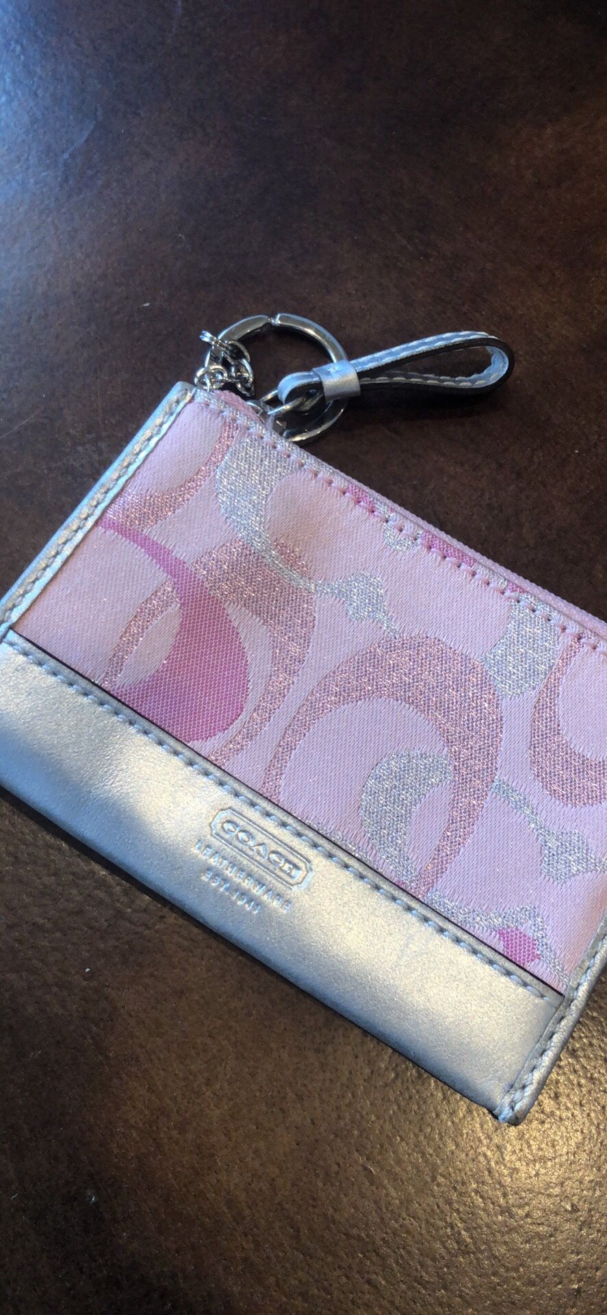 Pink & Silver Coach Change Purse / Small Wallet