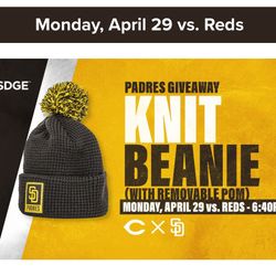FREE Padres Beanie Giveaway-Monday, April 29 @ 6:40pm