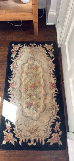 Vintage Floral Hooked Rug