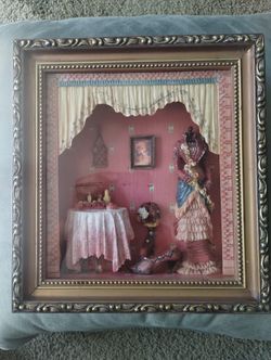 Shadow Box of VINTAGE VICTORIAN Fashions Arister Gifts Solid Wood