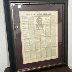 LINCOLN ASSASSINATION THE NEW YORK HERALD-NEWSPAPER APRIL 15, 1865 
