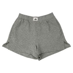 Alo Yoga Arena Quilted Boxing Shorts Women Small S Gray Fleece Sweat Gym Running